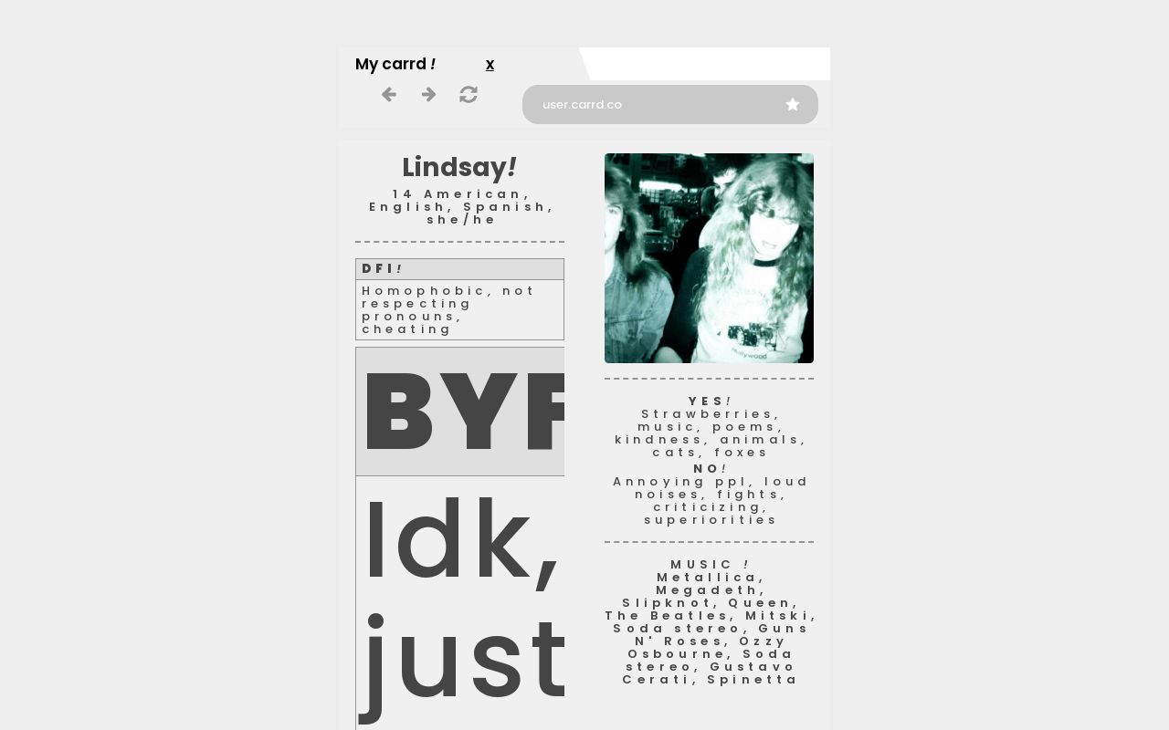 Carrd profile picture for @lindsay